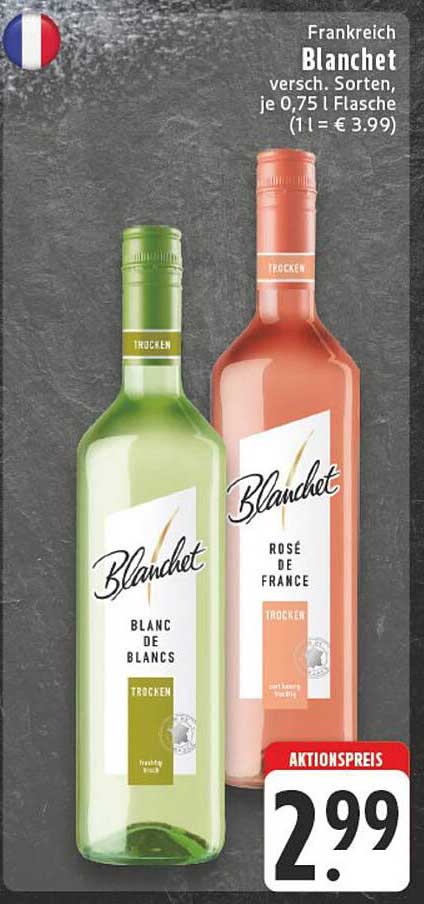Blanchet Weiß- und Roséwein, 0,75 L Flasche, verschiedene Sorten