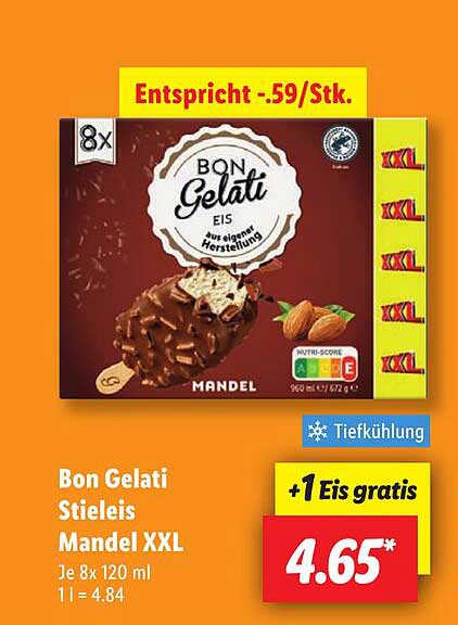 Bon Gelati Stieleis Mandel XXL + 1 Eis gratis