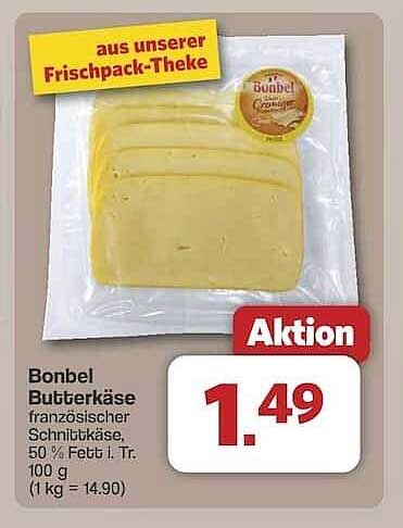 Bonbel Butterkäse französischer Schnittkäse, 50 % Fett i. Tr. 100 g