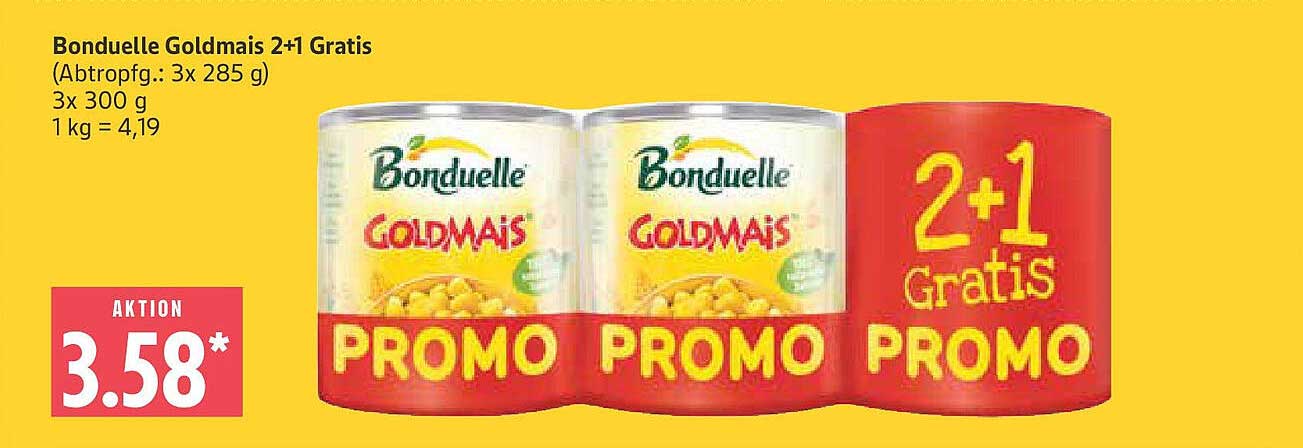 Bonduelle Goldmais 2+1 Gratis (Abtropfgewicht: 3 x 285 g)