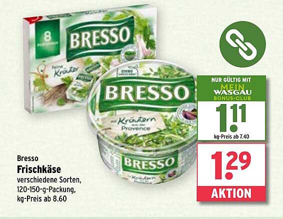 Bresso Frischkäse verschiedene Sorten, 120-150-g-Packung