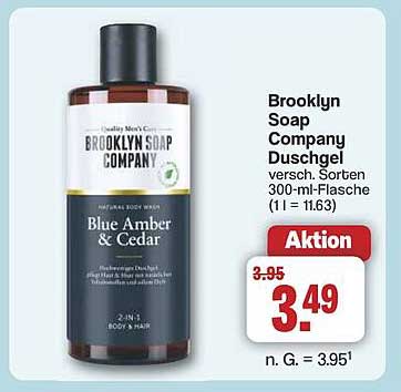 Brooklyn Soap Company Duschgel Blue Amber & Cedar 300-ml-Flasche