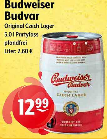 Budweiser Budvar 5,0 l Partyfass pfandfrei