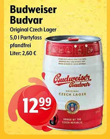 Budweiser Budvar Original Czech Lager 5,0 l Partyfass pfandfrei