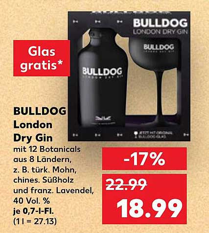 BULLDOG London Dry Gin mit gratis Glas