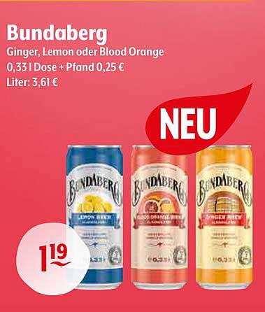 Bundaberg Ginger, Lemon oder Blood Orange 0,33 l Dose