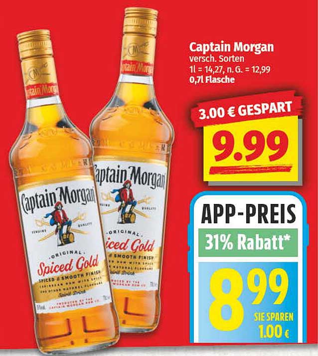 Captain Morgan Spiced Gold 0,7 L - Nur 8,99 €