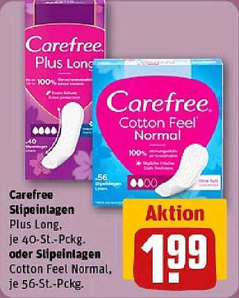 Carefree Slips Einlagen Plus Long oder Cotton Feel Normal, je 40-St.-Pckg. oder 56-St.-Pckg.