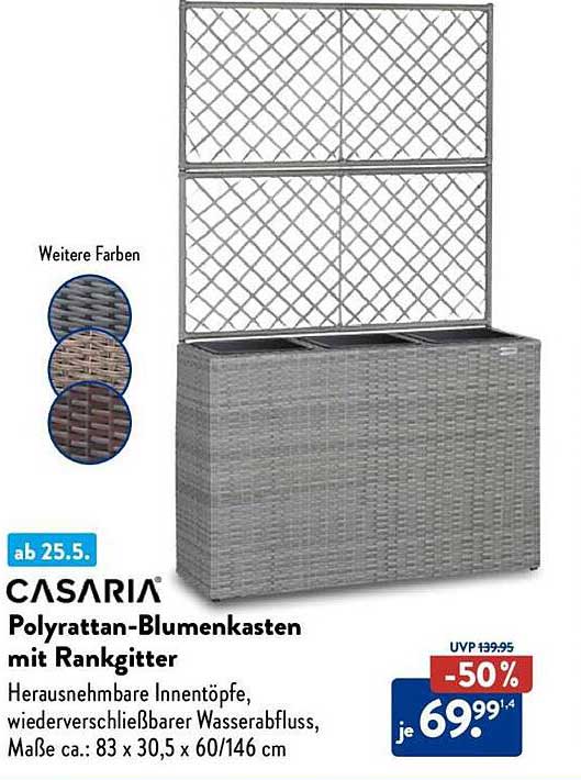 CASARIA Poly rattan-Blumenkasten mit Rankgitter