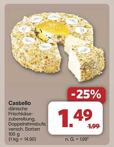 Castello dänische Frischkäsezubereitung, Doppelrahmstufe, versch. Sorten 100 g