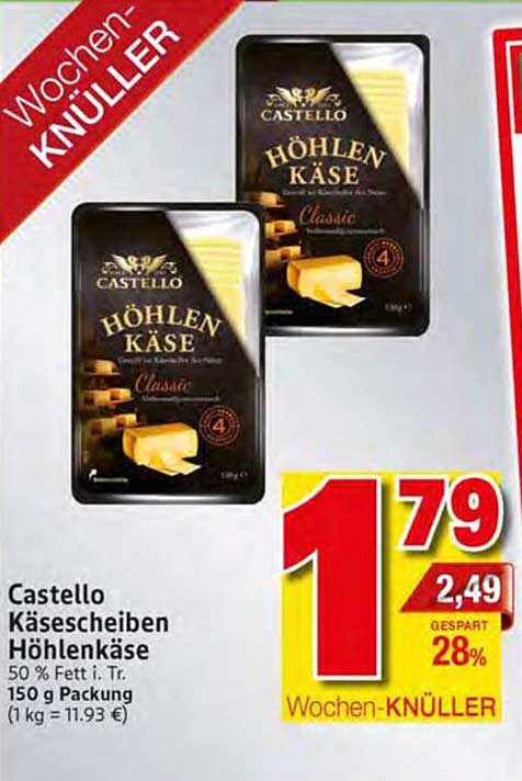 Castello Käse Scheiben Höhlenkäse Classic - jetzt für nur 1,79 €