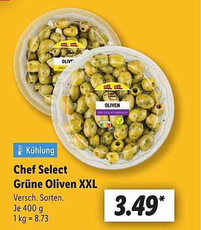 Chef Select Grüne Oliven XXL - 400 g