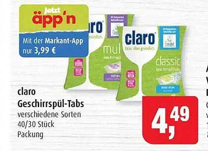 claro Geschirrspül-Tabs – verschiedene Sorten 40/30 Stück