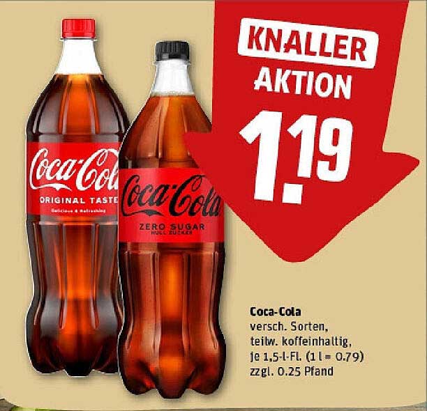 Coca-Cola versch. Sorten, teils koffeinhaltig, je 1,5-l-Fl.