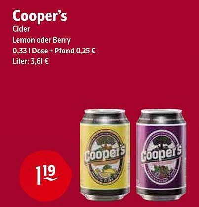 Cooper's Cider - Lemon oder Berry 0,33 l Dose