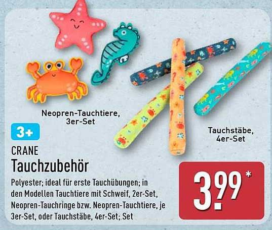 CRANE Tauchzubehör – Neopren-Tauchtiere (3er-Set) und Tauchstäbe (4er-Set)