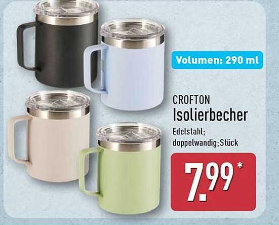CROFTON Isolierbecher Edelstahl; doppelwandig; 290 ml