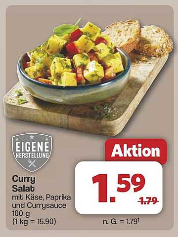Curry Salat mit Käse, Paprika und Currysauce - 100 g