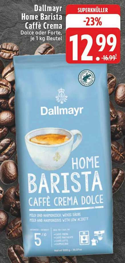 Dallmayr Home Barista Caffè Crema Dolce oder Forte, je 1 kg Beutel