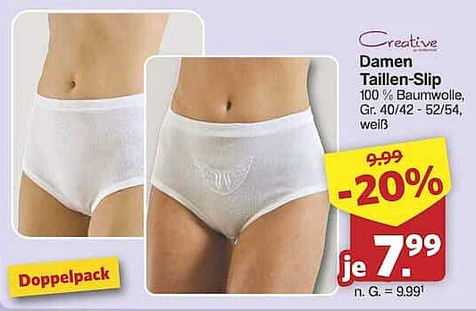 Damen Taillenslip im Doppelpack – 100% Baumwolle