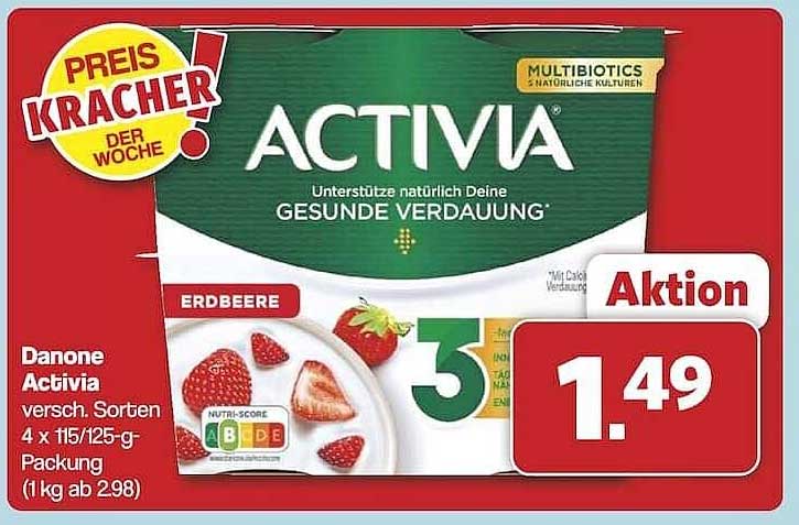 Danone Activia Erdbeere 4 x 115/125-g Packung