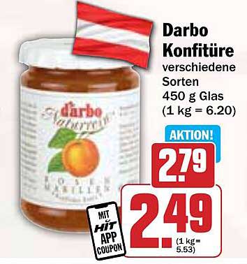 Darbo Konfitüre verschiedene Sorten 450 g Glas