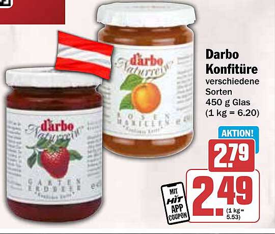 Darbo Konfitüre verschiedene Sorten 450 g Glas
