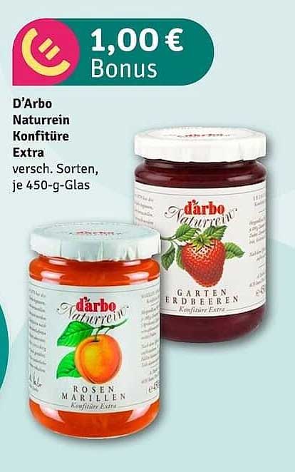D’Arbo Naturrein Konfitüre Extra 450-g-Glas, verschiedene Sorten