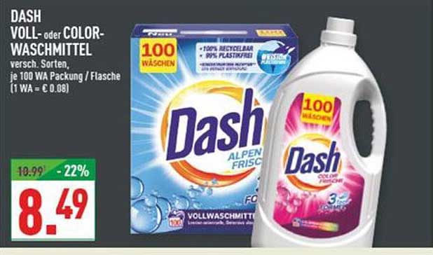 DASH Voll- oder Color-Waschmittel, 100 WA