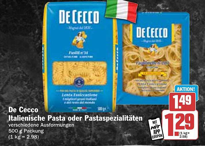 De Cecco Italienische Pasta oder Pastaspezialitäten 500 g