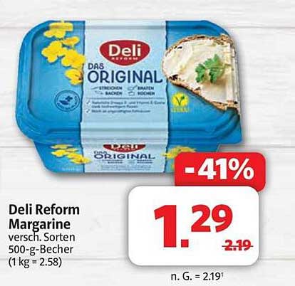 Deli Reform Margarine verschiedene Sorten, 500-g-Becher