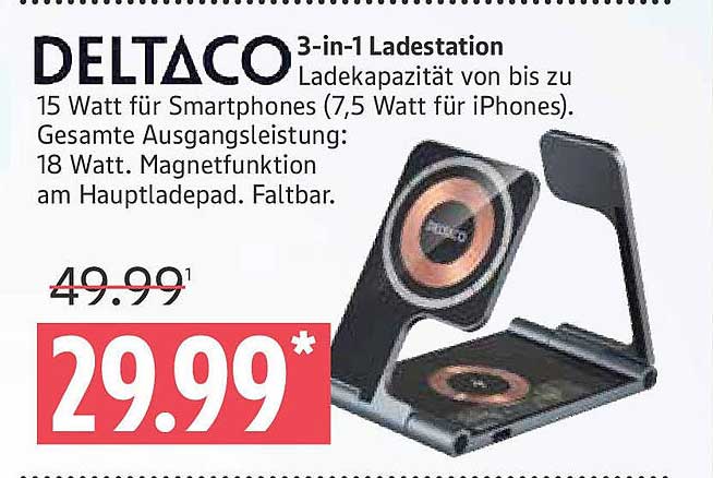 DELTACO 3-in-1 Ladestation
