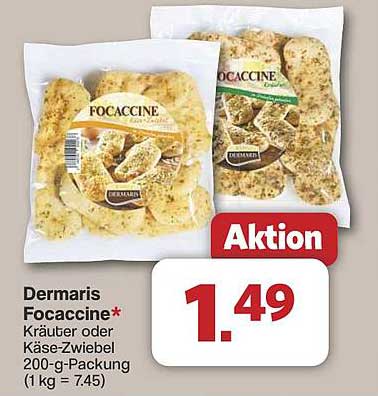 Dermaris Focaccine – Kräuter oder Käse-Zwiebel 200-g-Packung