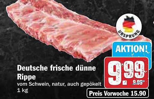 Deutsche frische dünne Rippe 1 kg