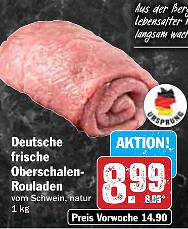 Deutsche frische Oberschalen-Rouladen vom Schwein, natur 1 kg