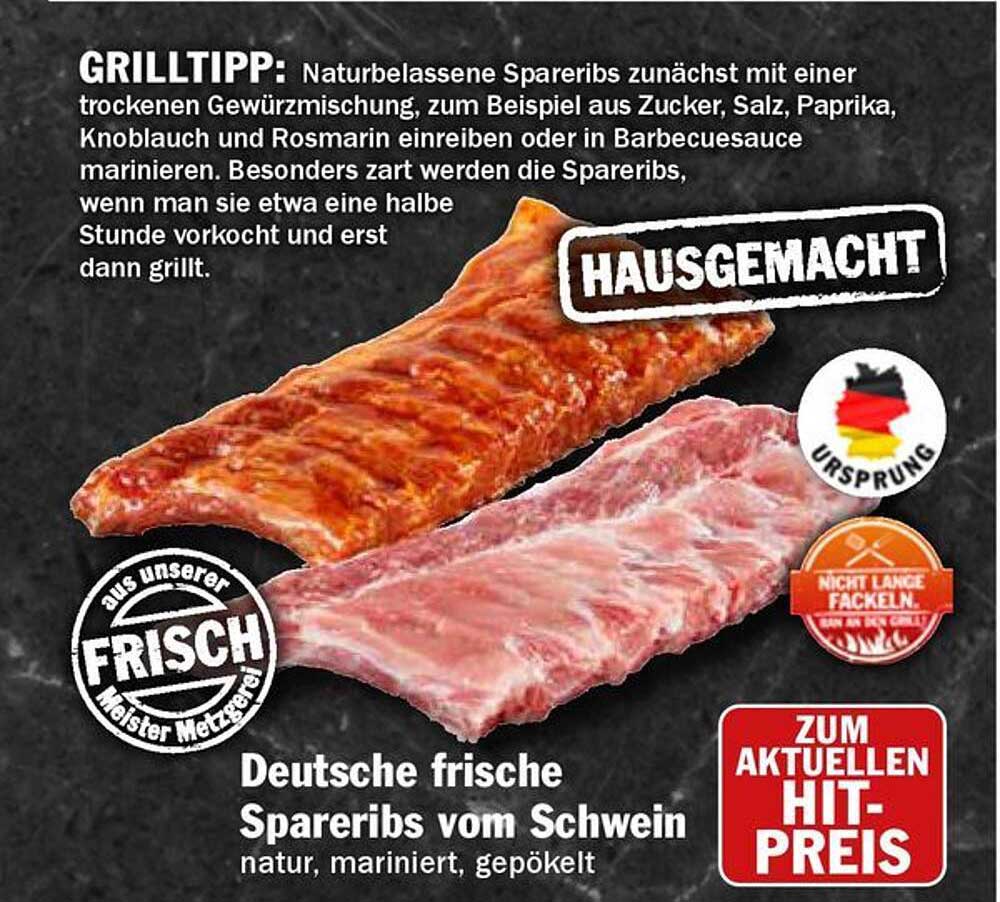 Deutsche frische Spareribs vom Schwein - natur, mariniert, gepökelt