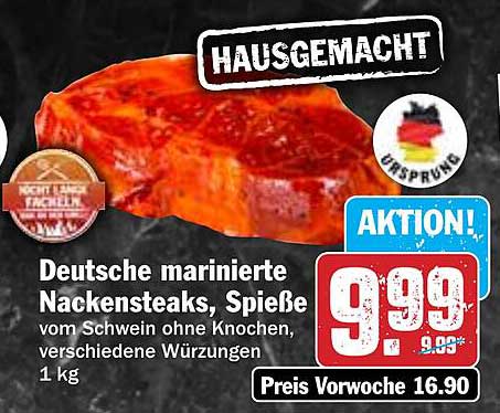 Deutsche marinierte Nackensteaks, Spieße 1 kg