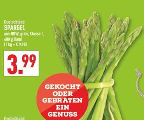 DEUTSCHLAND SPARGEL aus NRW, grün, Klasse I, 400 g Bund