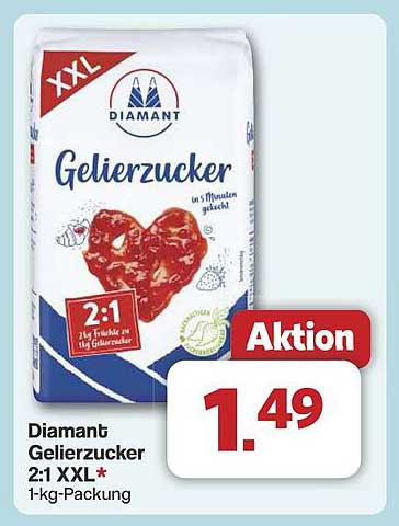 Diamant Gelierzucker 2:1 XXL 1-kg-Packung