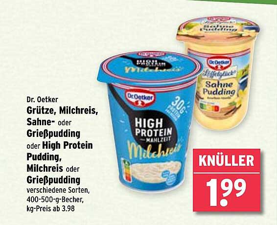 Dr. Oetker Grütze, Milchreis, Sahne- oder Grießpudding