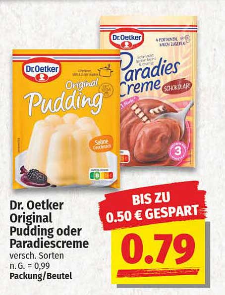 Dr. Oetker Original Pudding oder Paradiescreme