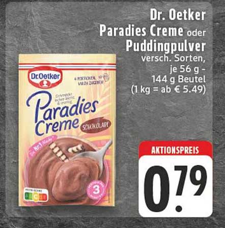 Dr. Oetker Paradies Creme oder Puddingpulver, verschiedene Sorten