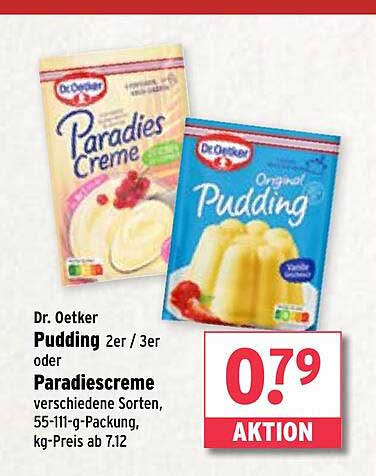 Dr. Oetker Pudding 2er / 3er oder Paradescreme, verschiedene Sorten, 55-111-g-Packung