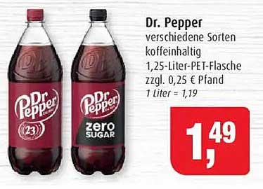 Dr. Pepper verschiedene Sorten 1,25-Liter-PET-Flasche