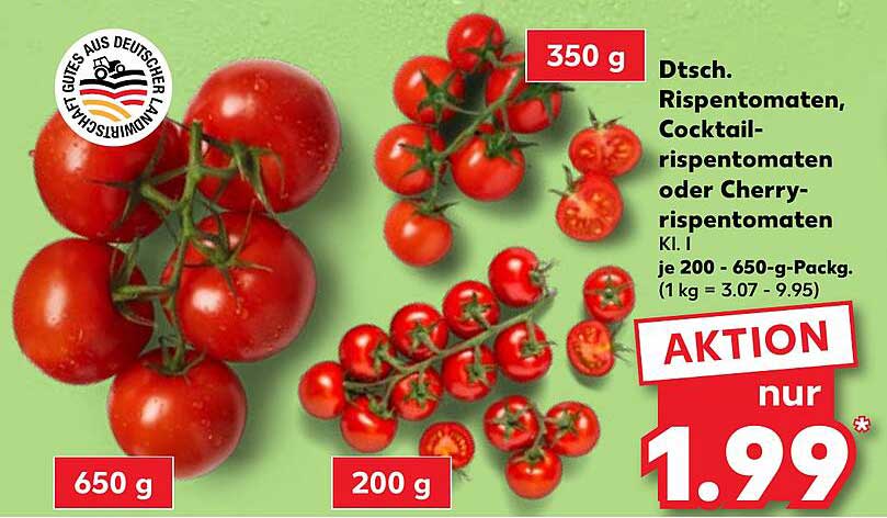 Dt. Rispentomaten, Cocktails-Rispentomaten oder Cherry-Rispentomaten - Aktionspreis nur 1,99€