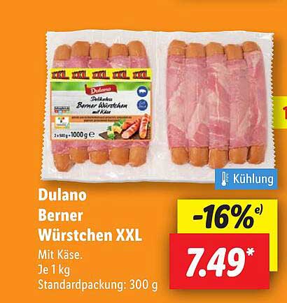 Dulano Berner Würstchen XXL mit Käse 300 g