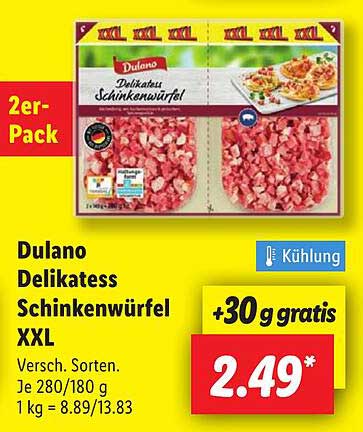 Dulano Delikates Schinkenwürfel XXL - 2er-Pack mit 30g gratis