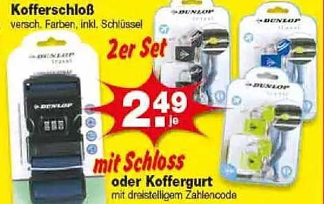 Dunlop Kofferschloss Set - 2er Set für nur 2,49 €