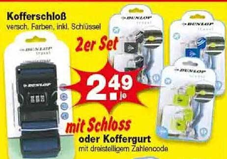 DUNLOP Kofferslot oder Koffergurt Set – 2er Set für nur 2,49 €