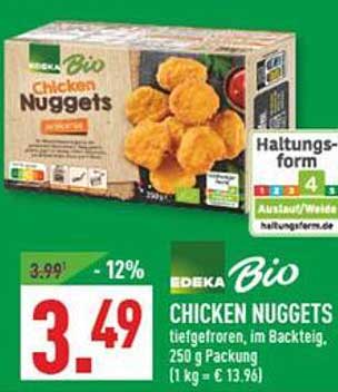 EDEKA Bio Chicken Nuggets - tiefgefroren, 250 g